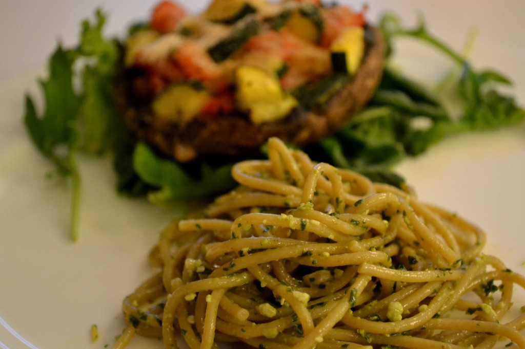 Basil Pesto Pasta plated