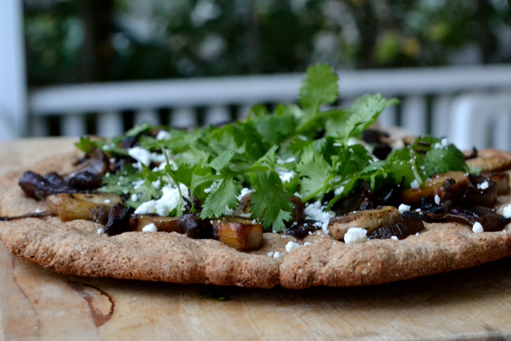 Whole Wheat Pizza with Caramelized Onions and Goat Cheese 240