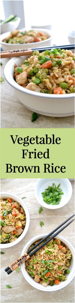 Vegetable Fried Brown Rice- this take on fried rice is healthier, yet still SO delicious and satisfying! | thefreshfind.com