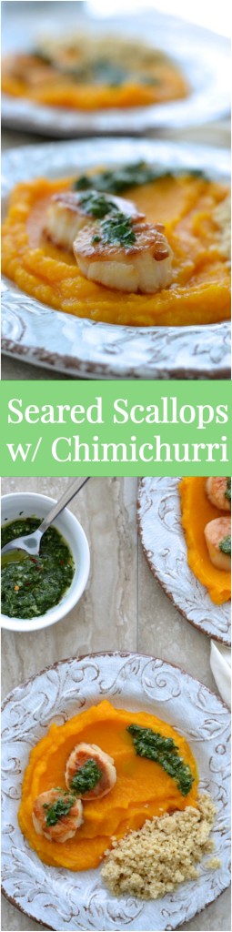 Pan Seared Scallops with Chimichurri- SO unbelievably delicious and surprisingly simple to make! | thefreshfind.com