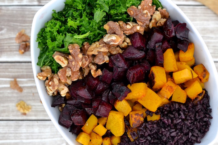 Black Rice Salad with roasted beets, butternut squash and kale | thefreshfind.com