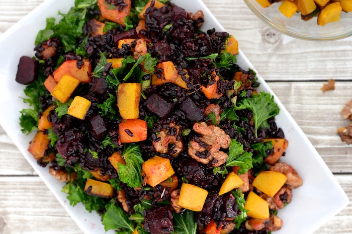 Black Rice Salad with roasted beets, butternut squash and kale | thefreshfind.com
