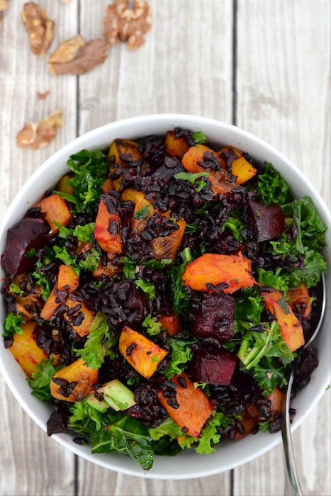 Black Rice Salad with roasted beets, butternut squash and kale | thefreshfind.com