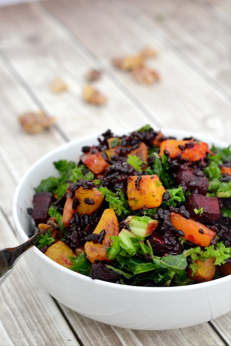 Black Rice Salad with roasted beets, butternut squash and kale | thefreshfind.com