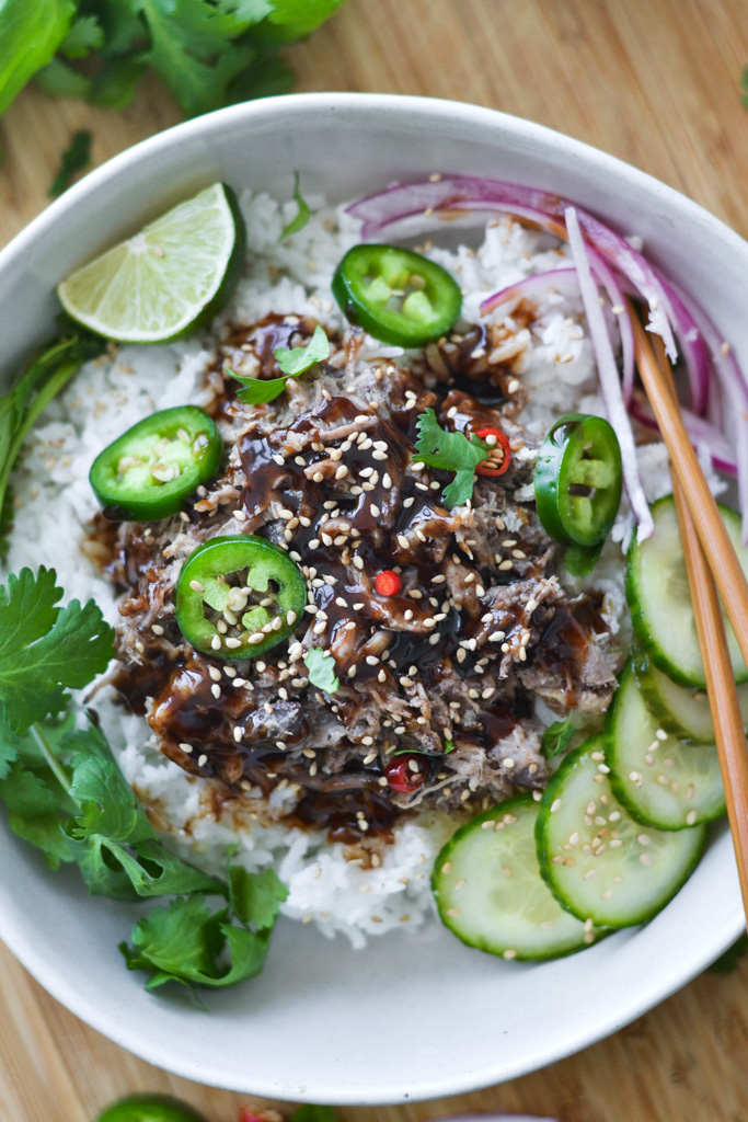 Slow Cooker Pulled Pork Vietnamese Bánh mì Bowl | The Fresh Find